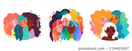 horizontal set vector illustration of homosexual persons isolate on white background 119485697
