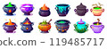 set vector illustration of potion or poison magic vessel with magic liquid 119485717