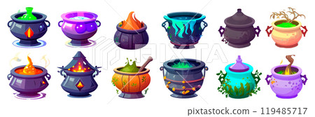 set vector illustration of potion or poison magic vessel with magic liquid set vector illustration of potion or poison magic vessel with magic liquid 119485717