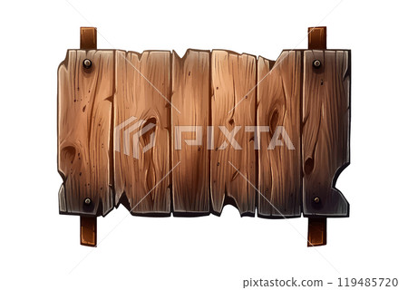 cartoon wood signboard on white background in flat style for icon 119485720