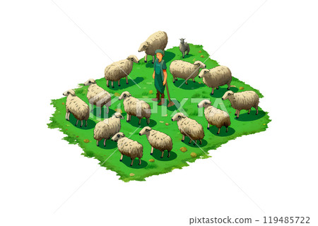 sheep with man in cartoon style for video game isolated on white background sheep with man in cartoon style for video game isolated on white background 119485722
