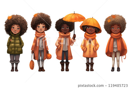 set vector illustration of casual autumn outfit elements isolated on white baclground 119485723