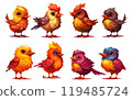 set vector illustraton of different birds isolated on white background 119485724
