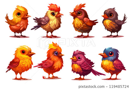 set vector illustraton of different birds isolated on white background 119485724