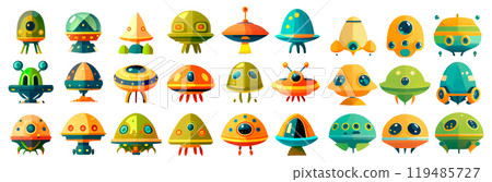 set vector illustration of fantasy colorful spase shop from another planets isolated on white background set vector illustration of fantasy colorful spase shop from another planets isolated on white background 119485727