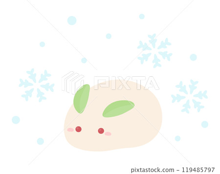 可愛的雪兔子和雪和雪花向量圖 01 119485797