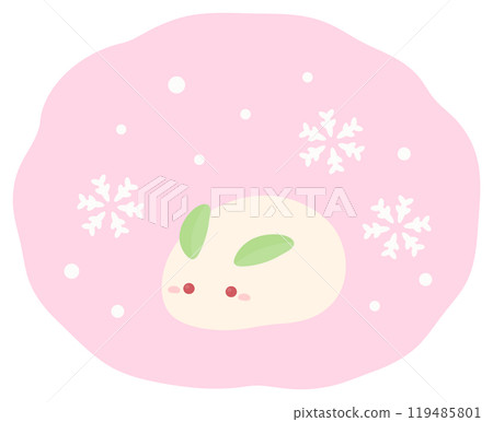 可愛的雪兔子和雪和雪花向量圖 04 119485801