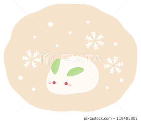 可愛的雪兔子和雪和雪花的向量圖解 05 119485802
