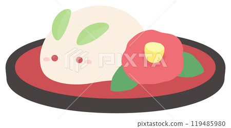 Snow rabbit and camellia vector illustration 119485980