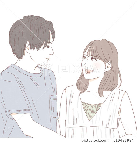 Illustration of a smiling friendly couple 119485984