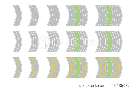 道路、各種車道的集合 道路、各種車道的集合 119486072