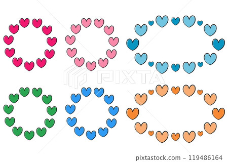 Heart frame illustration set with brush strokes Heart frame illustration set with brush strokes 119486164