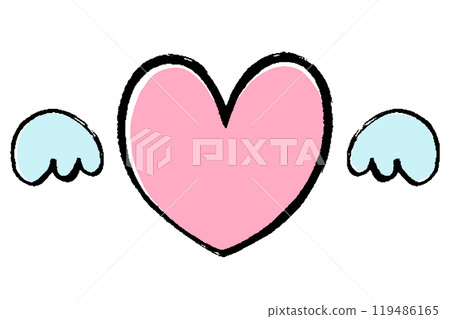 Brush-drawn illustration of feathers and hearts Brush-drawn illustration of feathers and hearts 119486165