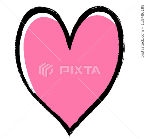 用畫筆觸摸的粉紅色心形標記的插圖 119486199