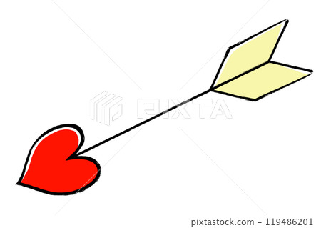 心形箭頭與畫筆描邊的插圖 119486201
