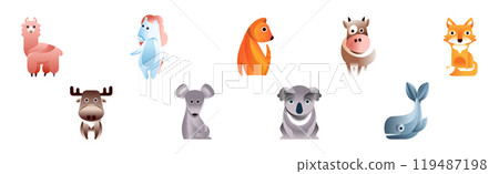 Funny Animal Arranged of Simple Geometric Form Vector Set Funny Animal Arranged of Simple Geometric Form Vector Set 119487198