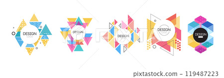 Geometry Abstract Label and Logo Design with Colorful Shape Vector Set Geometry Abstract Label and Logo Design with Colorful Shape Vector Set 119487223