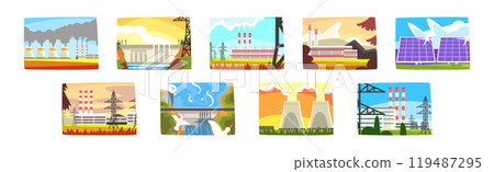 Power Station and Energy Source Generation Vector Set 119487295
