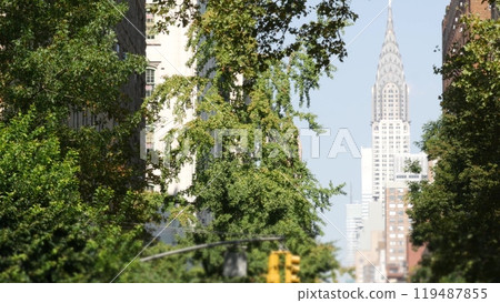 New York City Manhattan Midtown urban architecture. Chrysler building, 42 street skyscraper, USA. New York City Manhattan Midtown urban architecture. Chrysler building, 42 street skyscraper, USA. 119487855