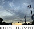 Electric wires and sky at dusk 119488154
