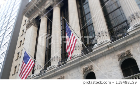 New York Manhattan Downtown Financial District, USA. American Wall street Stock Exchange building. New York Manhattan Downtown Financial District, USA. American Wall street Stock Exchange building. 119488159