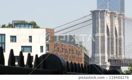 New York City Brooklyn Bridge to Manhattan. NYC Brooklyn Heights. Travel USA, tourism destination. 119488276