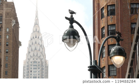 New York City Manhattan Midtown urban architecture. Chrysler building, 42 street skyscraper, USA. New York City Manhattan Midtown urban architecture. Chrysler building, 42 street skyscraper, USA. 119488284