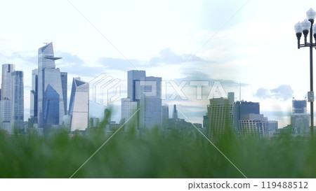 New York City waterfront skyline, Manhattan Midtown cityscape Hudson Yards skyscrapers. New Jersey. 119488512