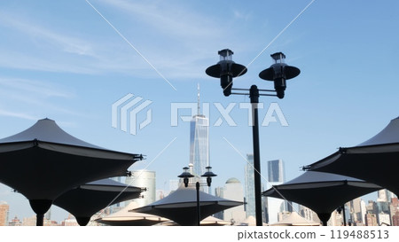 New York City waterfront skyline, Manhattan Downtown Financial district, World Trade Center cityscape New York City waterfront skyline, Manhattan Downtown Financial district, World Trade Center cityscape 119488513