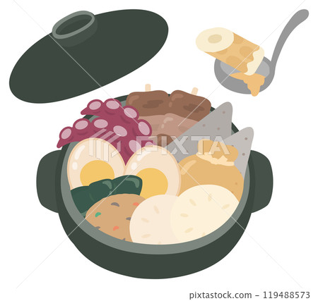 Winter hot pot dish, oden vector illustration 03 Winter hot pot dish, oden vector illustration 03 119488573