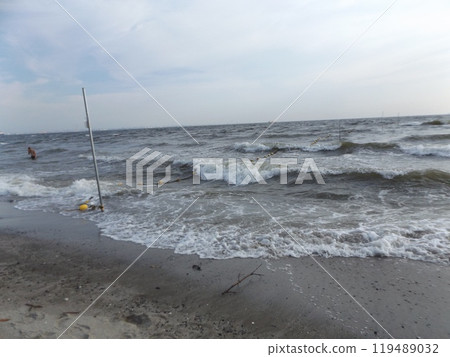 Yellow beach indication buoys 119489032