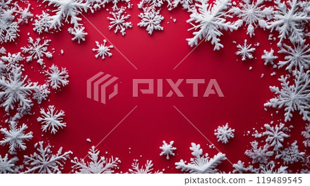 Red textured background with embossed snowflakes creating a festive winter atmosphere 119489545