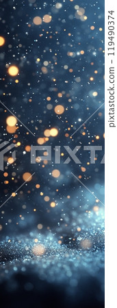Captivating winter wonderland with glittering snowflakes and soft glowing lights 119490374