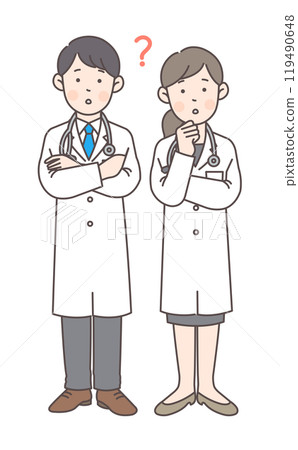 Full-body illustration of a worried doctor 1 Full-body illustration of a worried doctor 1 119490648