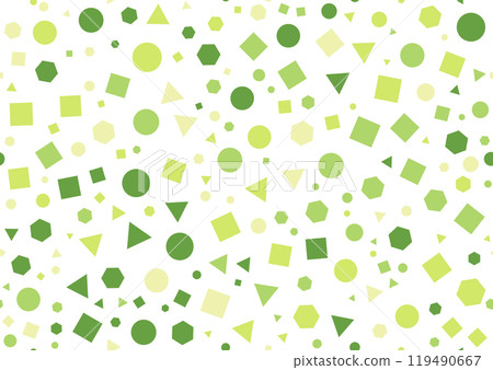 Seamless pattern of multicolored geometric shapes. Template for textures, textiles, wallpapers, banners, invitations and simple backgrounds. Layout for cover, poster, postcard, interior and decorative 119490667