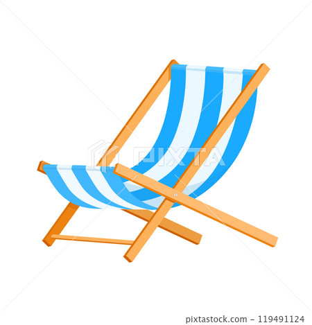Empty beach chair inviting you to sit and relax under the sun Empty beach chair inviting you to sit and relax under the sun 119491124