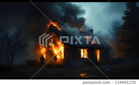Fire house image fire accident 119491270