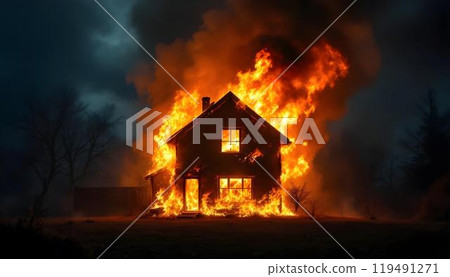 Fire house image fire accident 119491271