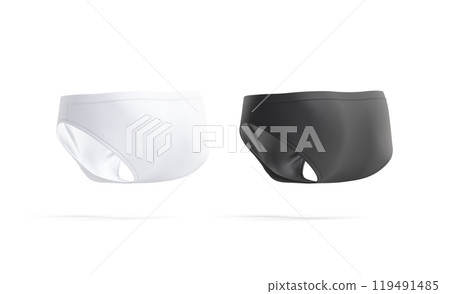 Blank black and white male swimming briefs mockup, isolated 119491485