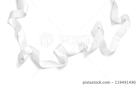 Blank white satin ribbon mockup, isolated 119491490