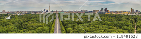 Berlin Germany, high angle view panorama city skyline at Brandenburg Gate and Tier Garden 119491628