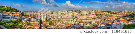Lisbon Portugal aerial view panorama city skyline at Lisbon Baixa district Lisbon Portugal aerial view panorama city skyline at Lisbon Baixa district 119491653