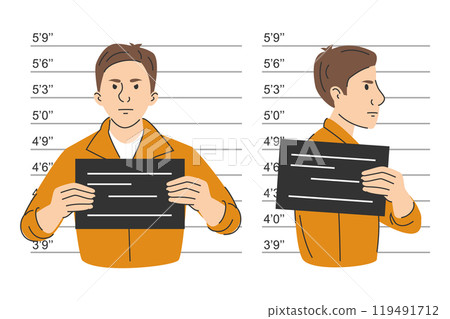 Criminal mugshot of man vector isolated. 119491712