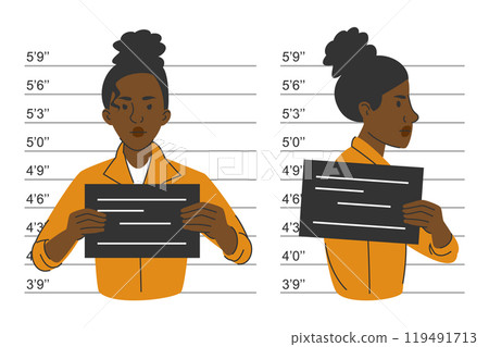 Criminal mugshot of woman vector isolated. 119491713