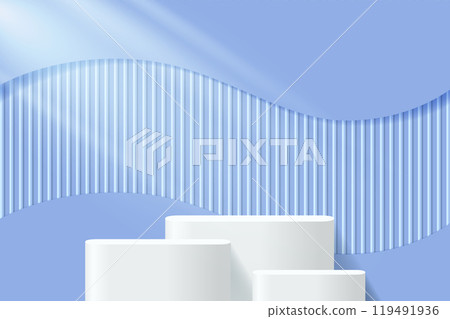 Abstract 3D purple podium background. Modern minimalist mockup for product display presentation. Realistic purple cylinder pedestal podium. Abstract 3D purple podium background. Modern minimalist mockup for product display presentation. Realistic purple cylinder pedestal podium. 119491936