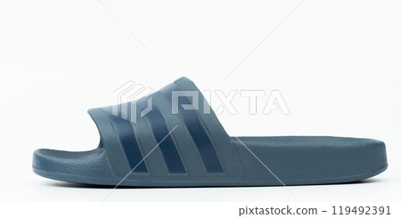 Comfortable blue slide sandal displayed 119492391