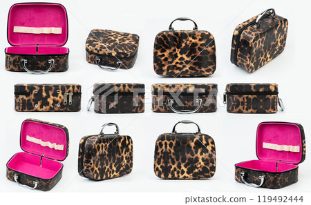 Stylish leopard print cosmetic train case 119492444