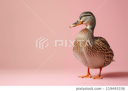 Duck, isolated on pastel background, stock photographic style 119493336