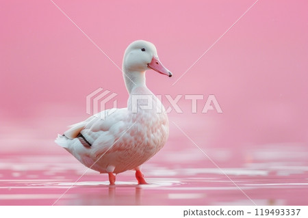 Duck, isolated on pastel background, stock photographic style 119493337