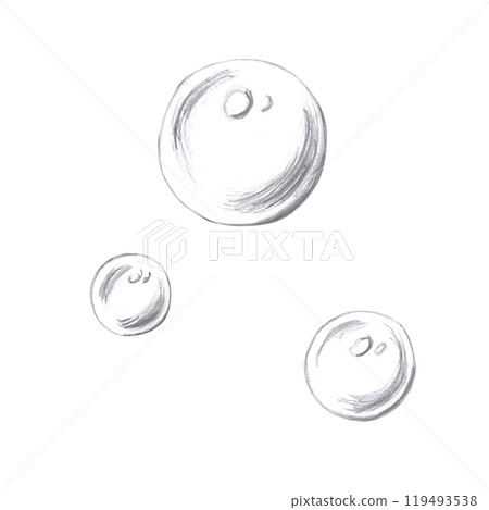 Transparent bubbles, hand drawn pencil drawing. Isolated illustration in realistic style for fish restaurant design, menu, textile, posters Transparent bubbles, hand drawn pencil drawing. Isolated illustration in realistic style for fish restaurant design, menu, textile, posters 119493538